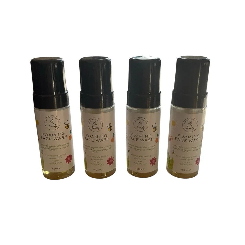 New Natural Organic Family Foaming Face Wash - Lot of 4 Bottles, Aloe Orange Oil